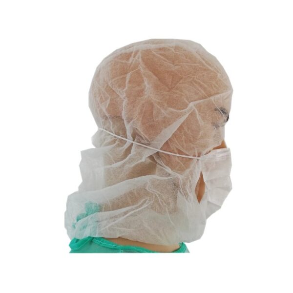Disposable Nonwoven Astronaut Cap with Integrated Face Mask - 图片 4
