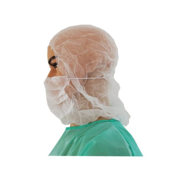 Disposable Nonwoven Astronaut Cap with Integrated Face Mask - 图片 2